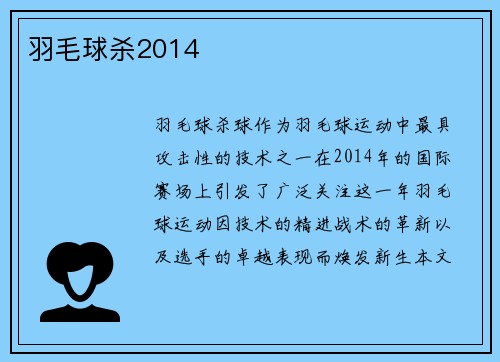 羽毛球杀2014